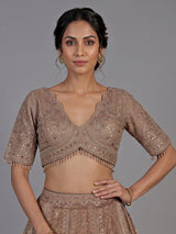 Metallic mocha brown heritage lehenga choli for women