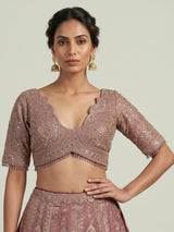 Dusty mauve pink kashmiri paisley lehenga choli for women