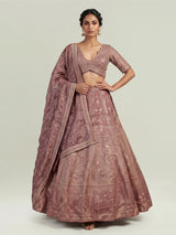 Dusty mauve pink kashmiri paisley lehenga choli for women