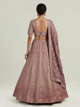 Dusty mauve pink kashmiri paisley lehenga choli for women