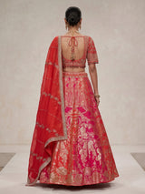 Rani pink mughal bouquet lehenga choli for women