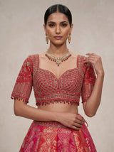 Rani pink mughal bouquet lehenga choli for women
