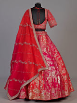 Rani pink mughal bouquet lehenga choli for women