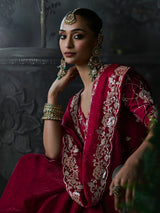 Wine women embellished tissue organza saree