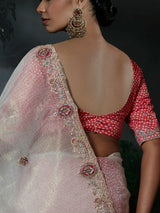 White women regal tissue organza saree