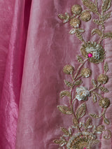 Pink women shaded tissue organza saree