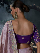 Lavender women dreamy tissue organza saree