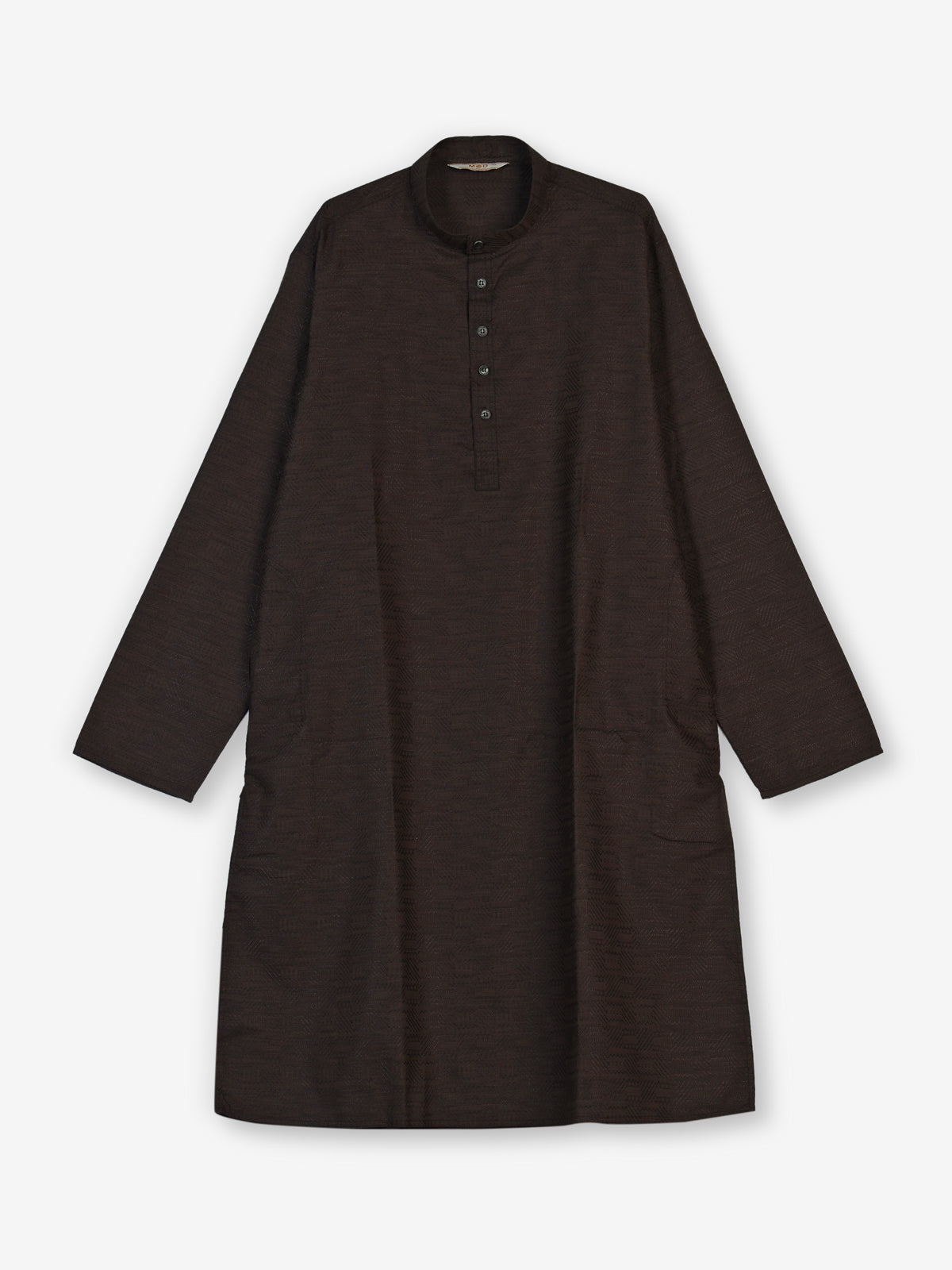 Dark coffee brown cotton kurta suit with thread weaving for men