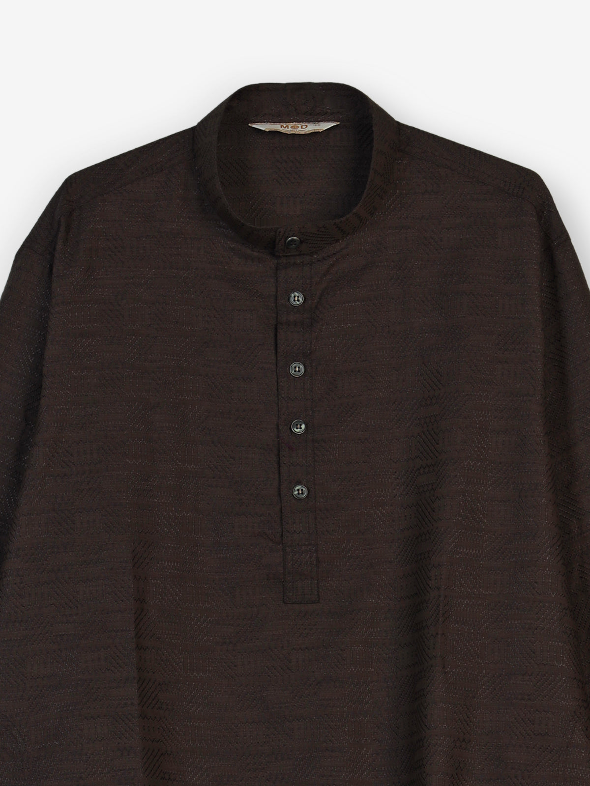 Dark coffee brown cotton kurta suit with thread weaving for men