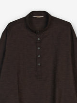 Dark coffee brown cotton kurta suit with thread weaving for men