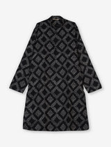 Black silk printed kurta suit for festive occasions for men