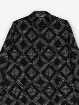 Black silk printed kurta suit for festive occasions for men