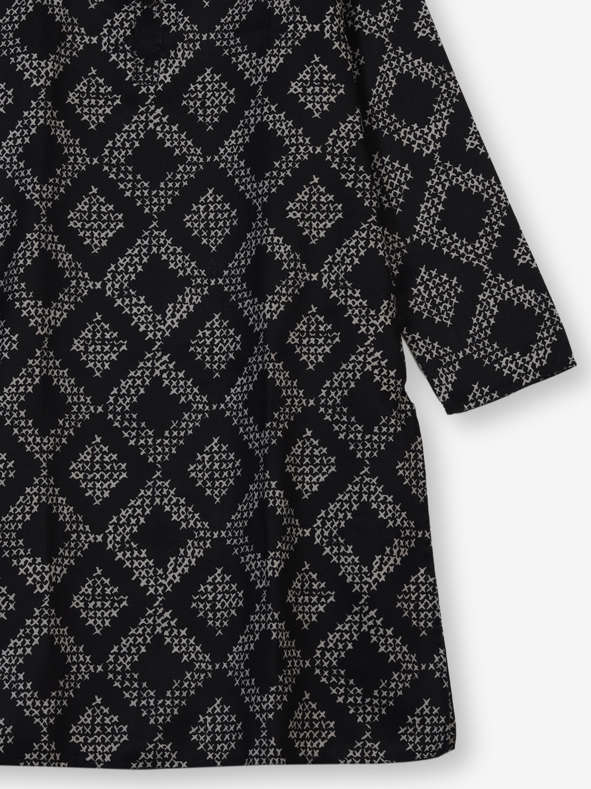 Black silk printed kurta suit for festive occasions for men