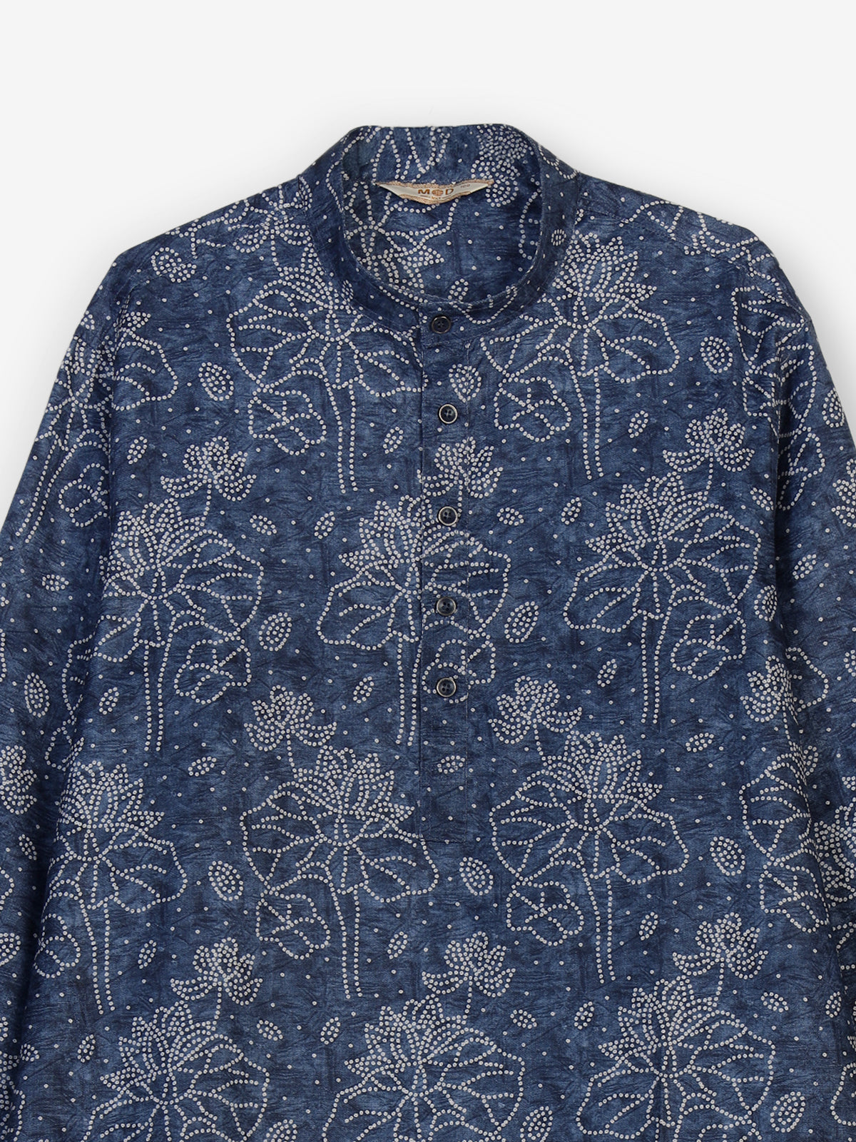 Blue silk printed kurta suit for festive celebrations for men