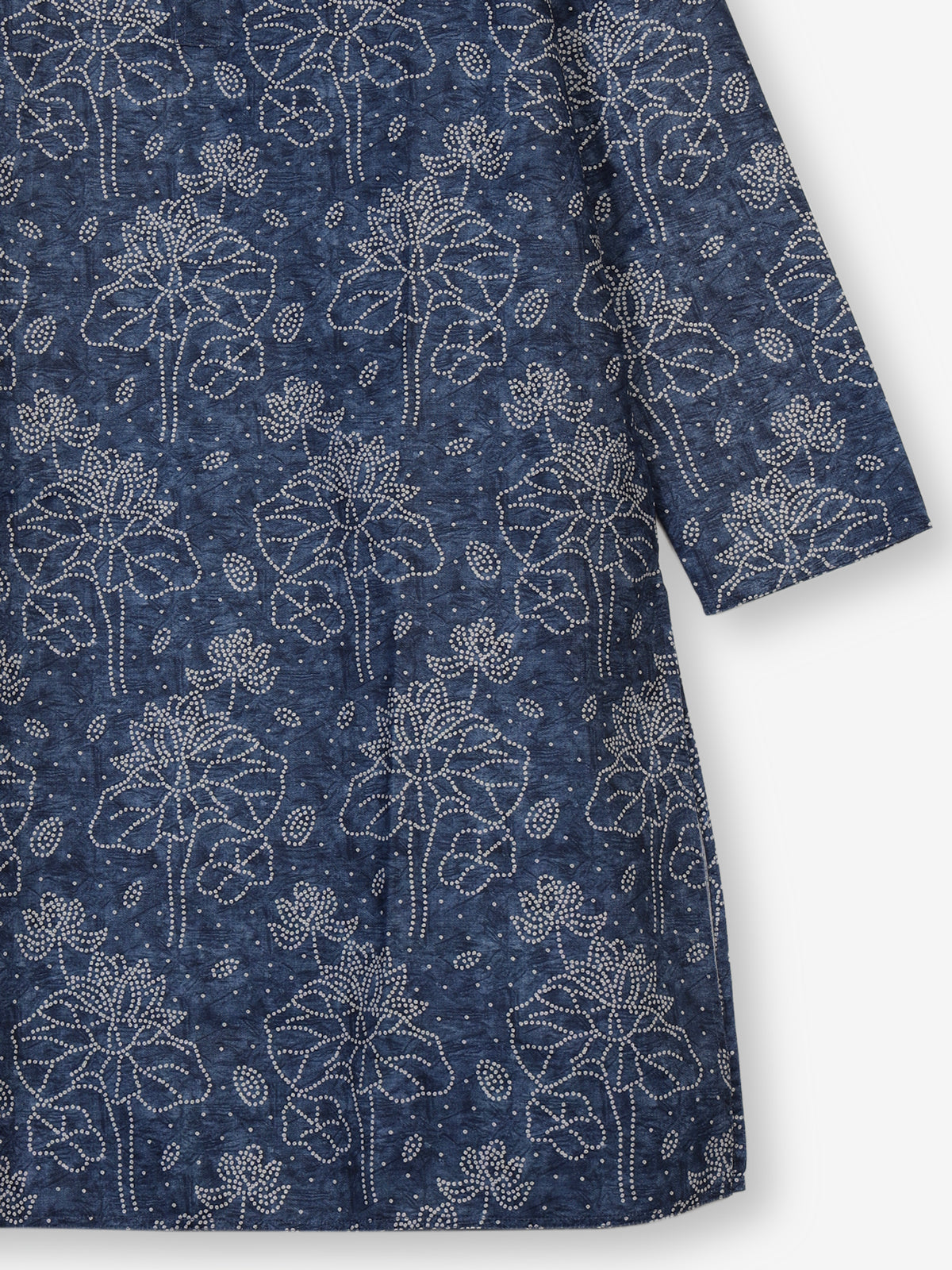 Blue silk printed kurta suit for festive celebrations for men