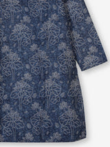 Blue silk printed kurta suit for festive celebrations for men