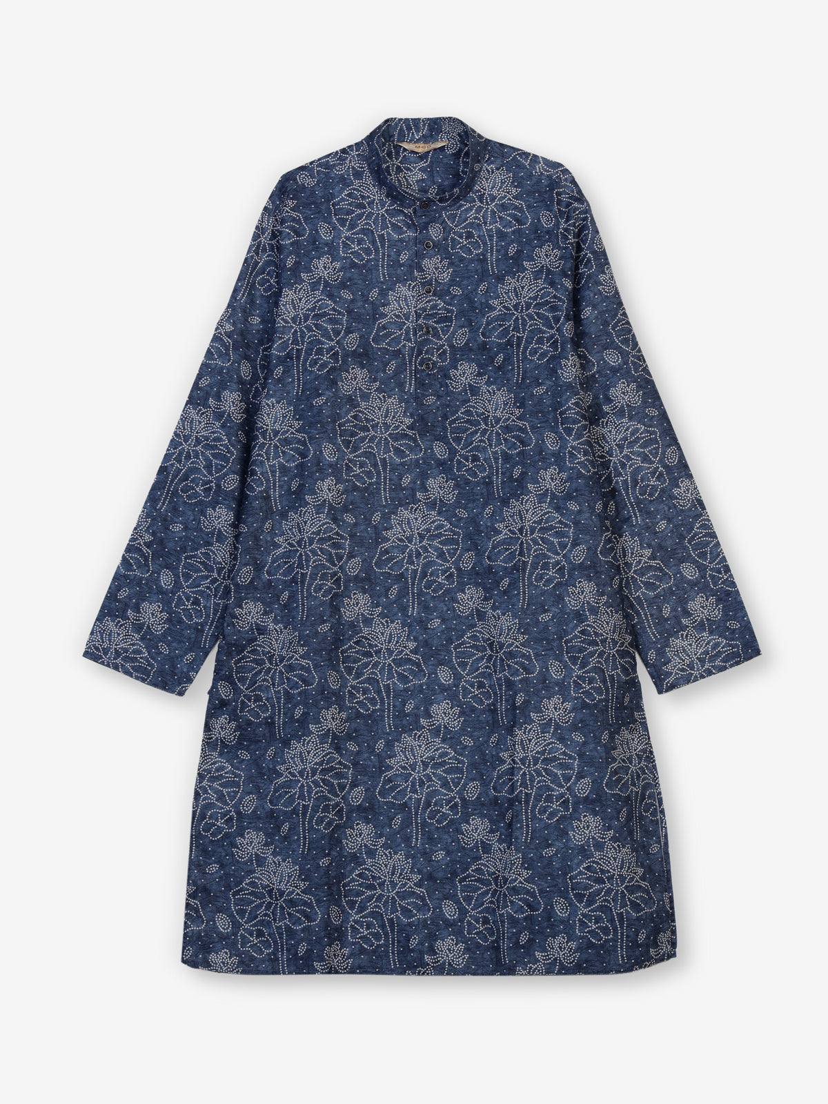 Blue silk printed kurta suit for festive celebrations for men