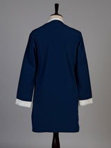 Navy silk blend kurta suit with cutdana beads diamond embellishments for men