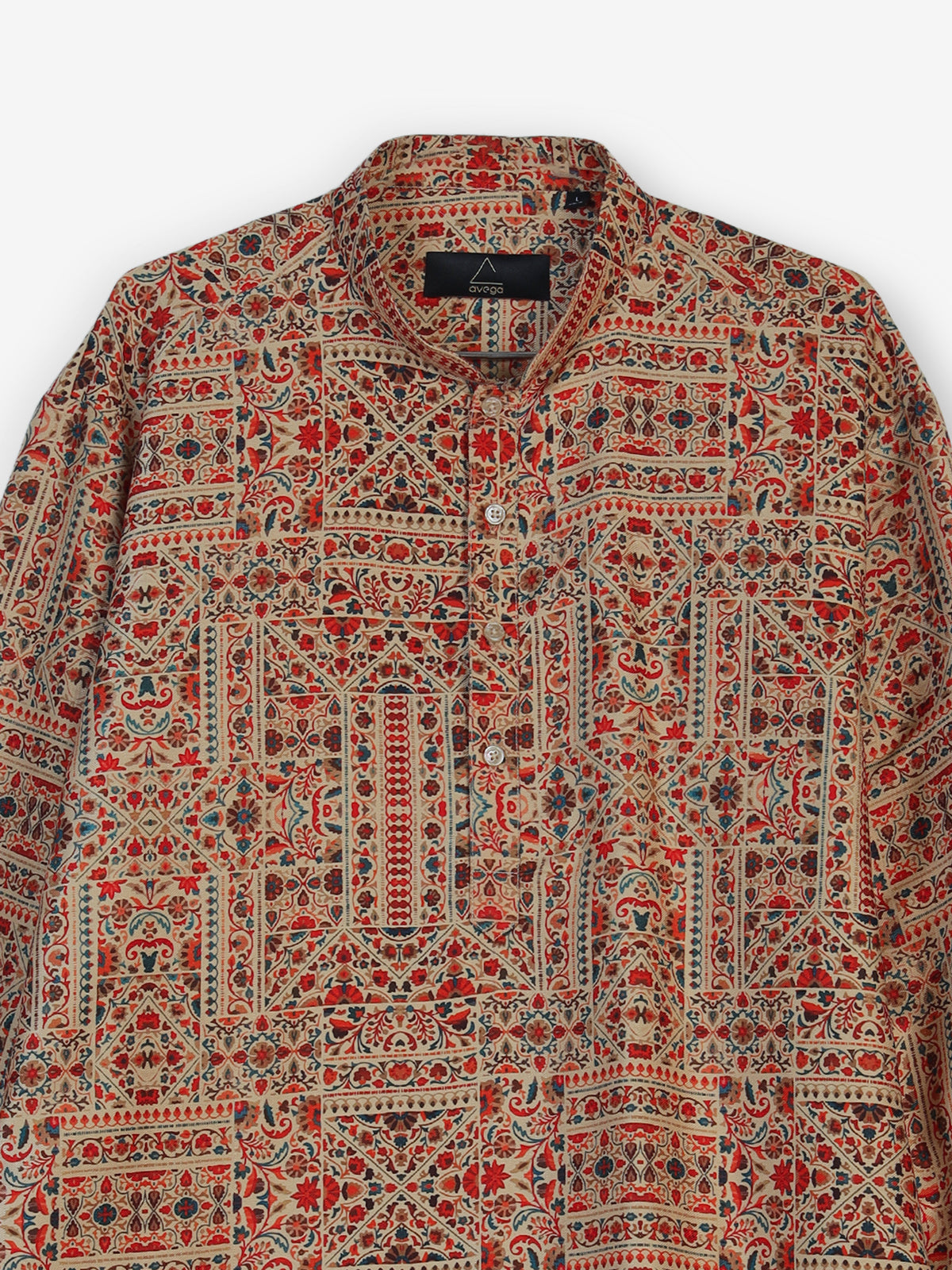 Beige silk blend printed kurta suit for festive occasions for men