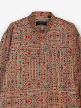 Beige silk blend printed kurta suit for festive occasions for men