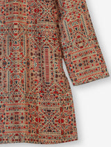 Beige silk blend printed kurta suit for festive occasions for men