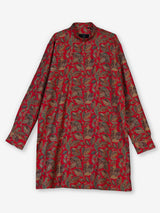 Red cotton silk printed kurta suit for festive celebrations for men