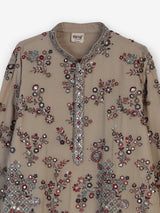 Beige tusser georgette kurta suit with embroidery and sequins for men