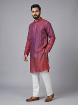 Purple shaded silk kurta suit with cutdana and gota detailing for men
