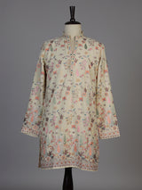 Cream chanderi silk kurta suit with embroidery and sequins for men