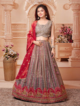Greyish brown royal elephant girls lehenga choli