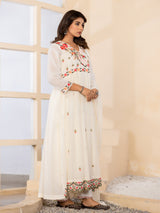Off white floral angrakha womens kurti set