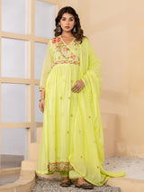 Light green angrakha anarkali womens kurti set