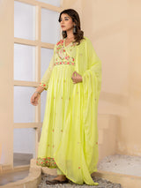 Light green angrakha anarkali womens kurti set