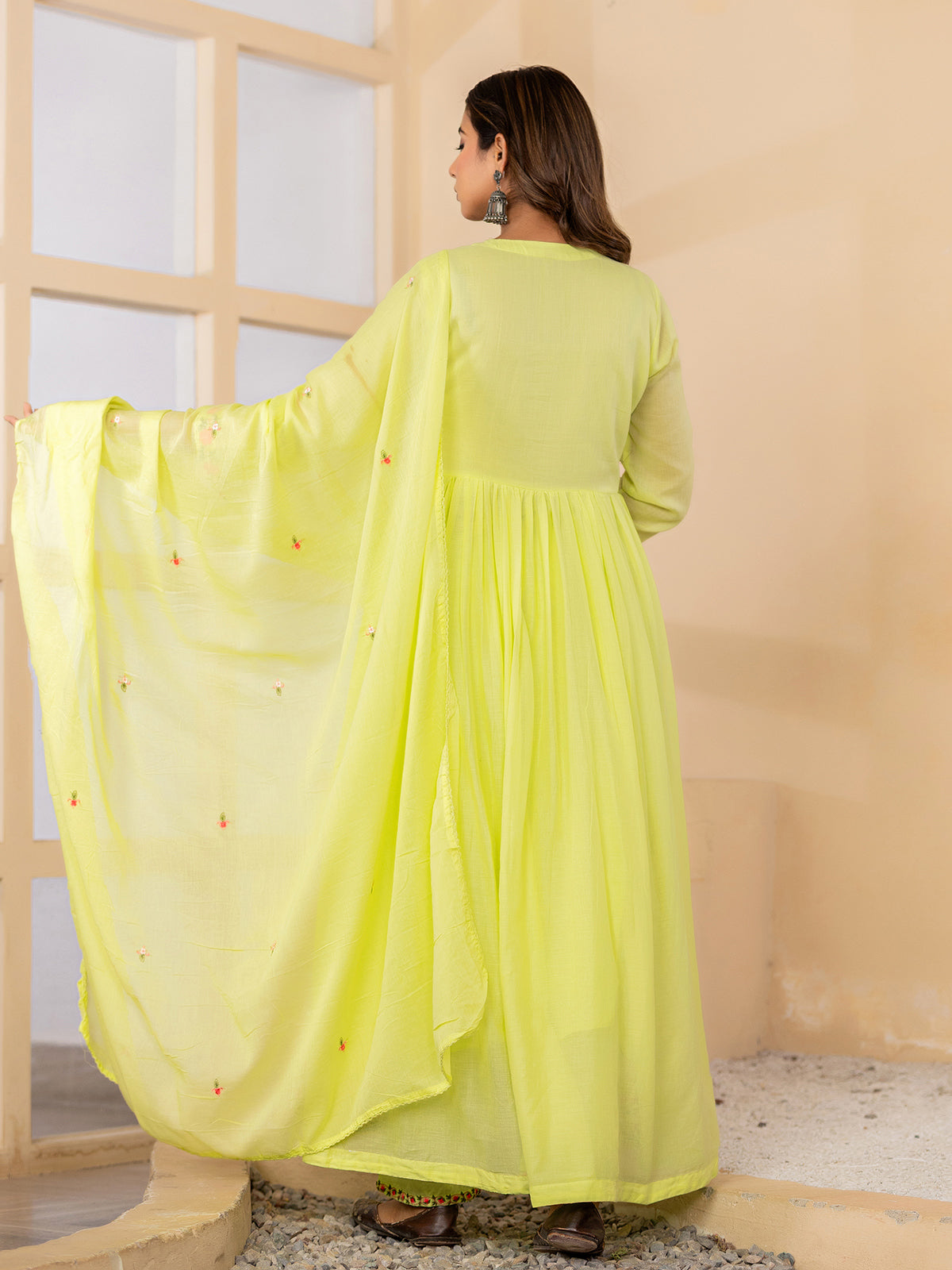 Light green angrakha anarkali womens kurti set