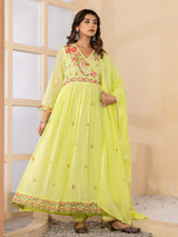 Light green angrakha anarkali womens kurti set