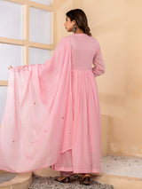 Light pink angrakha anarkali womens kurti set