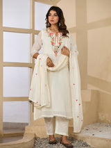 Off white floral mirror womens kurti set