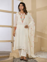 Off white floral mirror womens kurti set