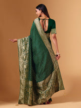 Green dola silk saree with elephant motif festive elegance