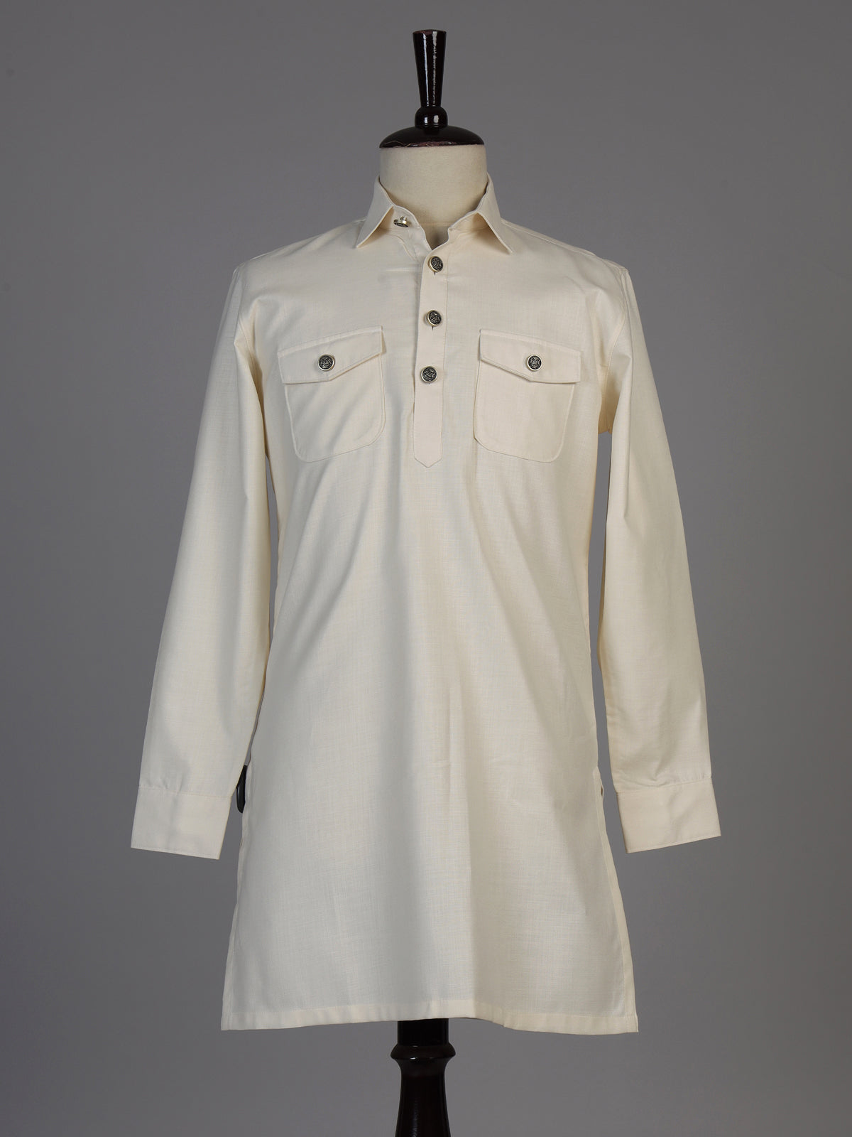 Cream linen pathani suit for men festive celebrations