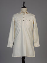 Cream linen pathani suit for men festive celebrations
