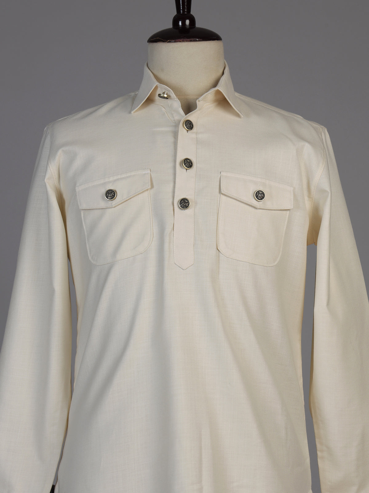 Cream linen pathani suit for men festive celebrations
