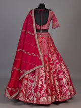 Rani pink banarasi jacquard lehenga choli with dupatta