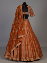 Orange banarasi silk wedding wear lehenga choli with dupatta