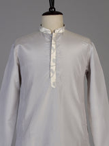 Grey silk waistcoat set for men with subtle sequin threadwork