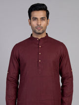 Maroon cotton waistcoat set for men with luxurious embellishments