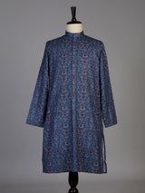 Navy silk printed kurta suit for men festive occasions