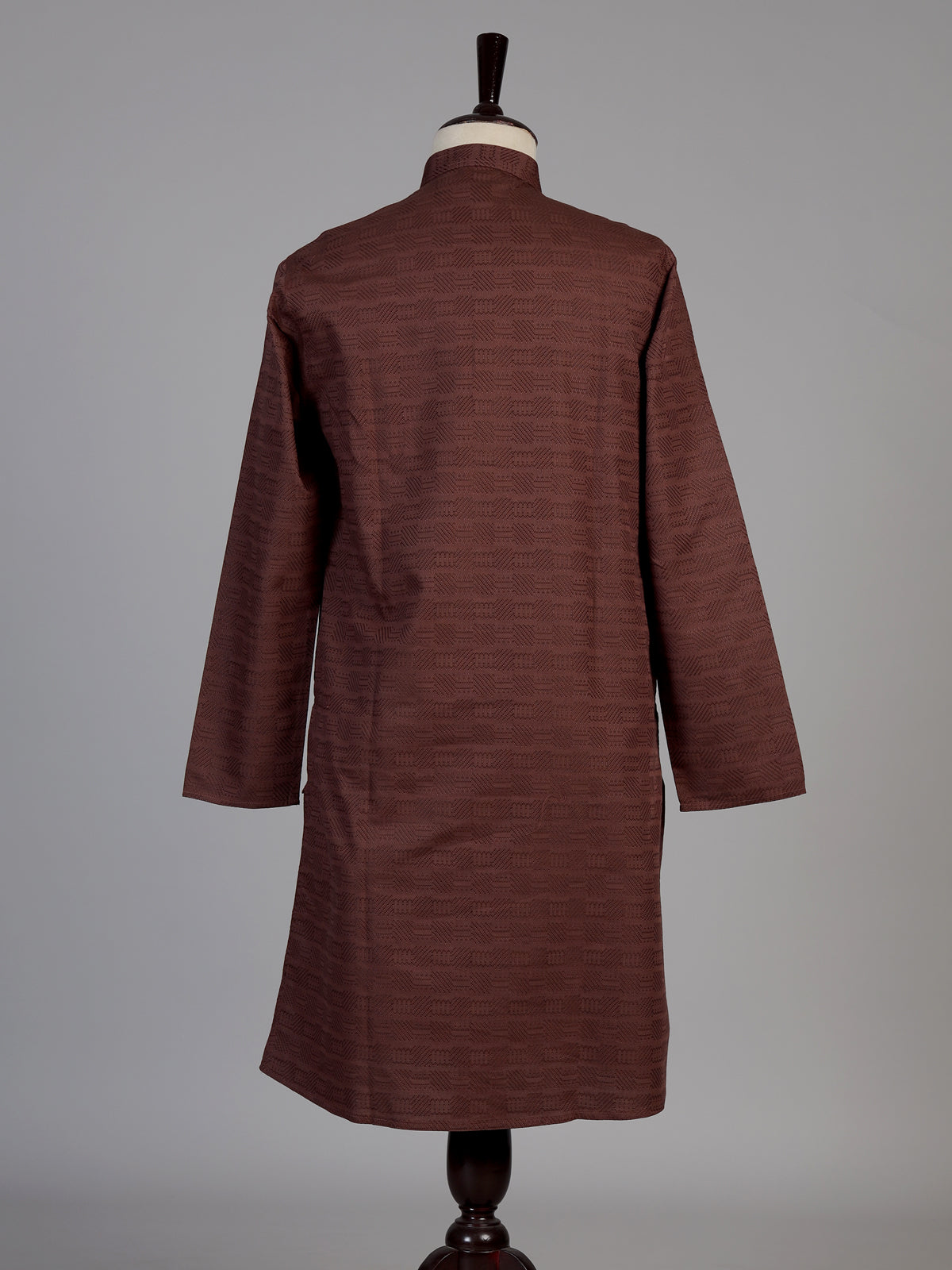 Brown cotton thread detailed kurta suit for men celebrations