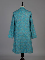 Aqua silk blend bandhani kurta suit for men festive style