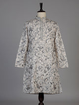 Beige cotton floral kurta suit for men graceful celebrations